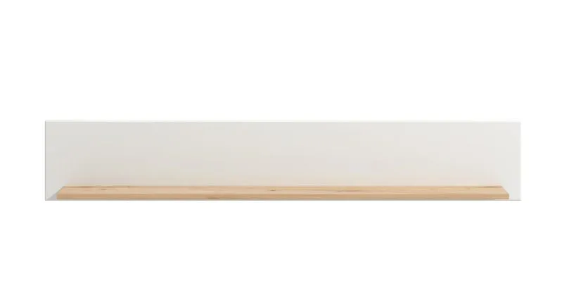 Mensola da parete "Baka" 03 | Rovere Artisan e bianco lucido | 25 x 150 x 19,5 cm | Design moderno