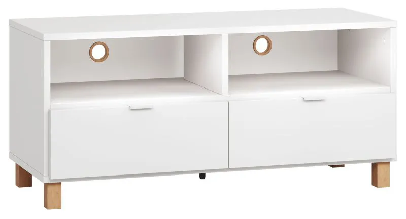 Mobile porta TV Invernada 10 bianco | 2 cassetti | Passacavi integrato | 56 x 120 x 47 cm
