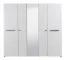 Armadio a battente Bogati 01 | Bianco lucido con specchio | 4 ante, 7 scomparti, 2 barre appendiabiti | 206 x 223,5 x 55,5 cm