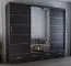 Armadio scorrevole nero con specchio | 3 ante | 7 scomparti | 4 cassetti | 218 x 250 x 61 cm