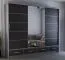 Armadio scorrevole Lusatian 38 | Nero/grigio con specchio | 3 ante, 7 scomparti, 4 cassetti | 218x250x61 cm