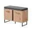 Set ingresso Crina 5 pezzi | Armadio, specchio, cassettiera, scarpiera con cuscino | Rovere grigio, ABS
