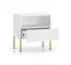Comodino bianco opaco con funzione push-to-open | 1 cassetto e scomparto | Gambe oro | 53 x 50 x 34 cm | Chiusura ammortizzata