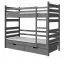 Letto per bambini Milo 19 / letto a castello con 2 reti a doghe e 2 cassetti, in antracite, pino massiccio, rete: 80 x 190 cm, divisibile