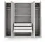 Armadio | Colore: grigio platino | con 3 cassetti | 4 ante | 200 x 61 x 210 cm | Edegem 01 | 3 aste appendiabiti | 7 scomparti | Bordi in ABS