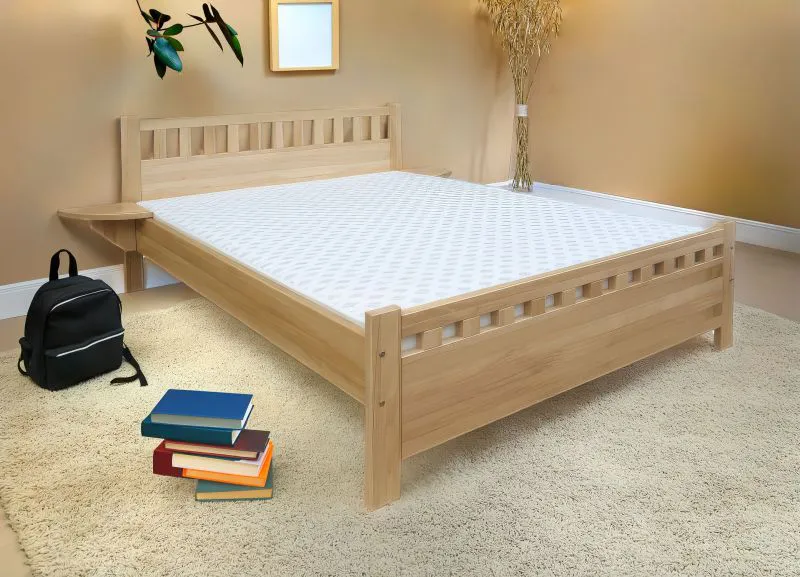 Letto matrimoniale king size 108 | Faggio massiccio naturale | Rete a doghe inclusa 180 x 200 cm