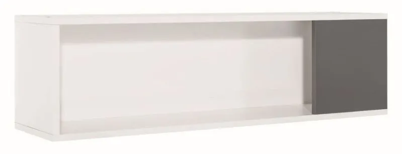 Mensola a muro Syrina 07 per cameretta | Bianco/grigio | 29 x 100 x 25 cm | Design moderno e funzionale
