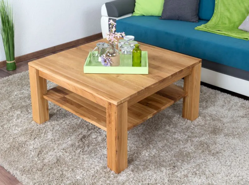 Tavolino in rovere massello "Wooden Nature" 420 | 80 x 80 x 45 cm | Design moderno e artigianalità