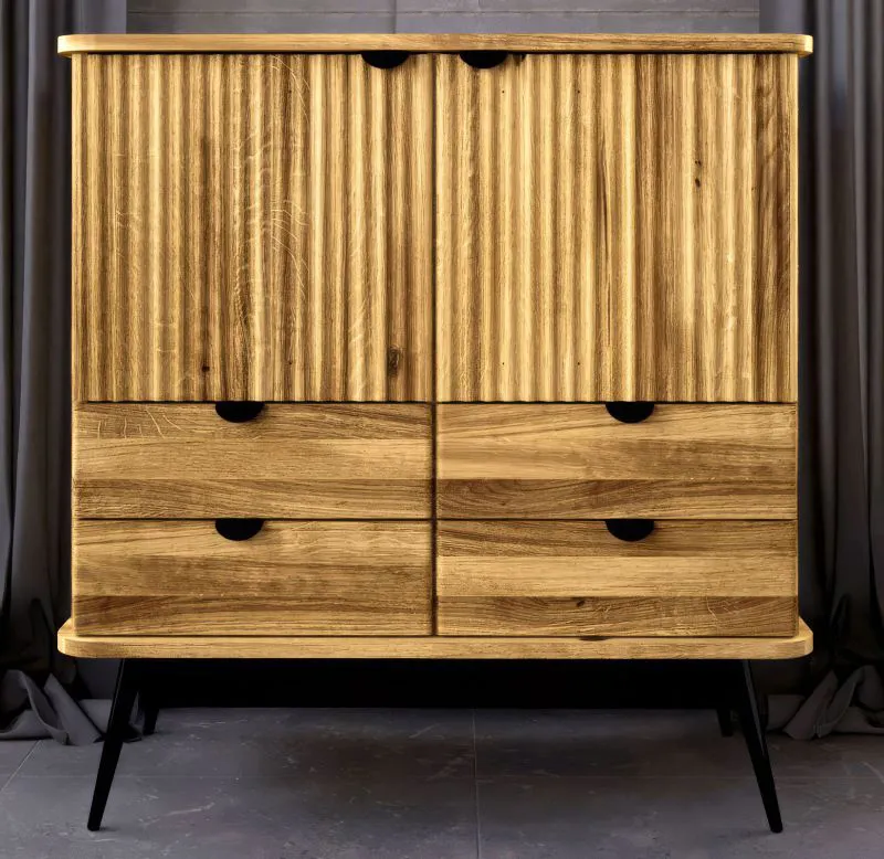 Cassettiera Rolleston 19 | Rovere selvatico oliato | 102 x 97 x 46 cm | 4 cassetti | Design elegante