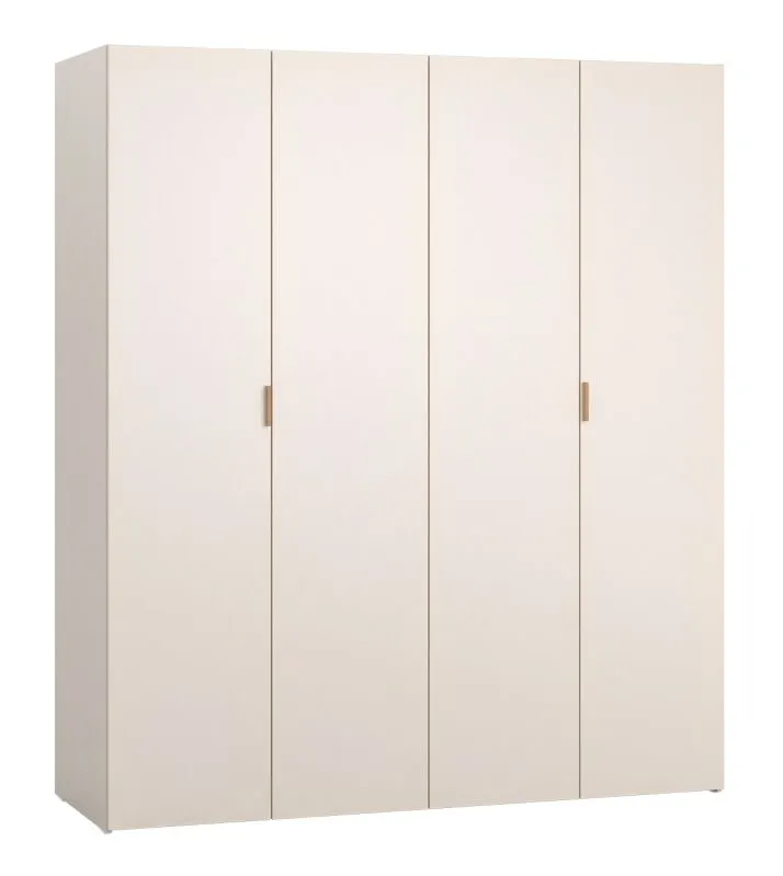 Armadio con ante a libro "Sarandi" 02, beige, maniglie: rovere, 3 cassetti, 3 barre appendiabiti, illuminazione a LED con sensore di movimento, Sistema "Soft-Close", 180 x 57 x 206 cm
