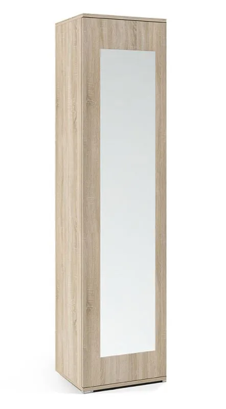 Armadio moderno "Zapopan" 38 | Rovere Sonoma | Specchio integrato | Barra appendiabiti estraibile | 185 x 45 x 40 cm