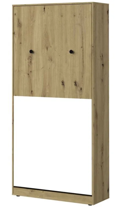 Letto a scomparsa verticale Sirte 15 | Rovere, Bianco e Nero opaco | 90 x 200 cm | Design moderno salvaspazio