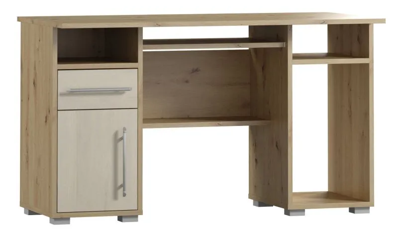 Scrivania Curug 05 rovere e faggio chiaro | Design moderno | 76 x 124 x 60 cm | Ampio piano lavoro