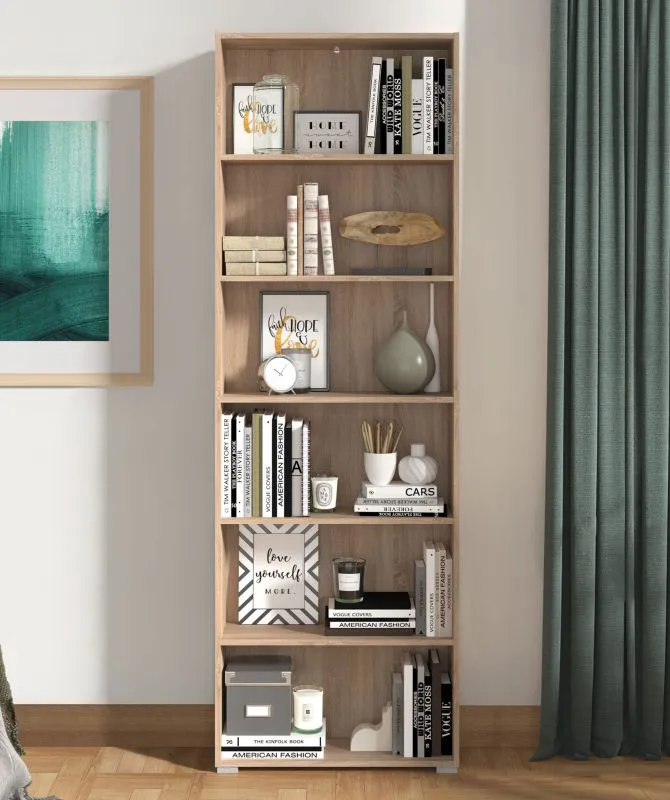 Scaffale alto Knide 16 | Rovere Sonoma | 6 scomparti | Bordi ABS | 211,5 x 70 x 24,5 cm
