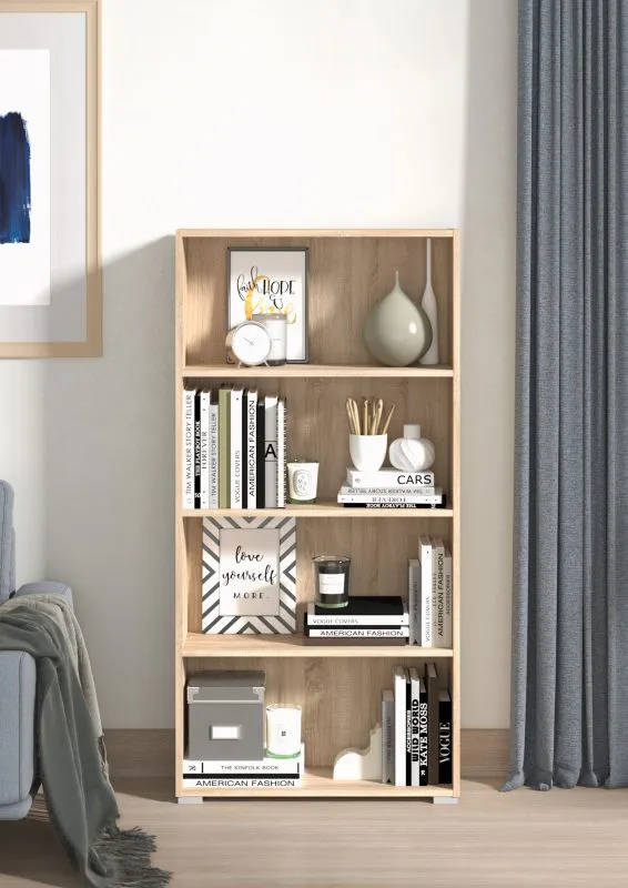 Scaffale Knide 08 | Rovere Sonoma elegante | 4 scomparti spaziosi | 142 x 70 x 24,5 cm