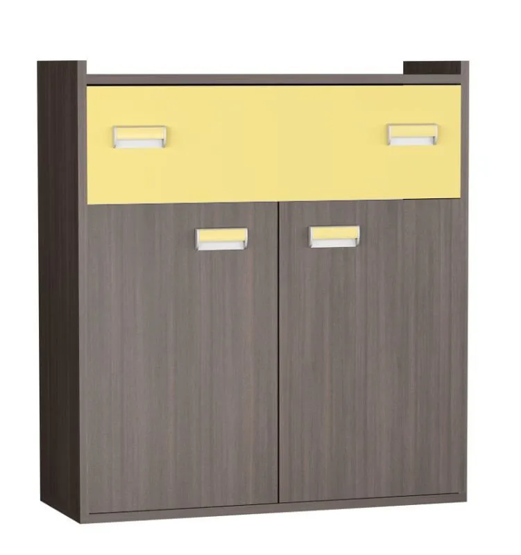 Cassettiera per cameretta "Gregor" 02 | Rovere scuro e giallo | 99 x 90 x 34 cm | Design moderno e pratico