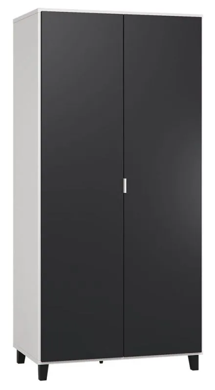 Armadio "Vacas" 13 bianco/nero | Design moderno | LED con sensore | 195 x 93 x 57 cm
