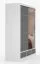 Armadio scorrevole Lusatian 21 | 2 ante con specchio | 12 scomparti | 3 cassetti | Bianco/Grigio | 218 x 203 x 61 cm