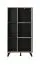 Cassettiera alta moderna | 1 anta, 6 scomparti | Grigio rovere e nero | 130,5 x 68 x 33 cm
