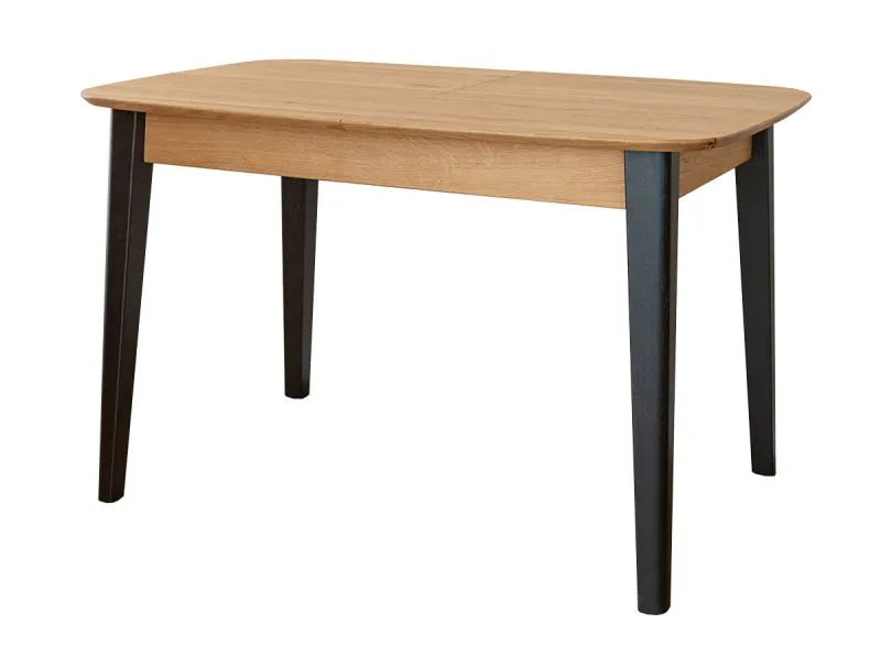Tavolo da pranzo rettangolare in rovere massiccio | Estensibile 120-165 cm | Finitura rovere/nero | 80 x 120 cm