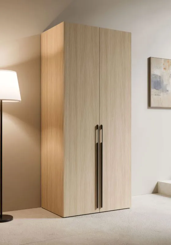 Armadio guardaroba Acharnes 01 | Rovere Barista/nero | 2 ante, 1 scomparto, barra appendiabiti, ripiano in legno | 207,5 x 90,5 x 58 cm
