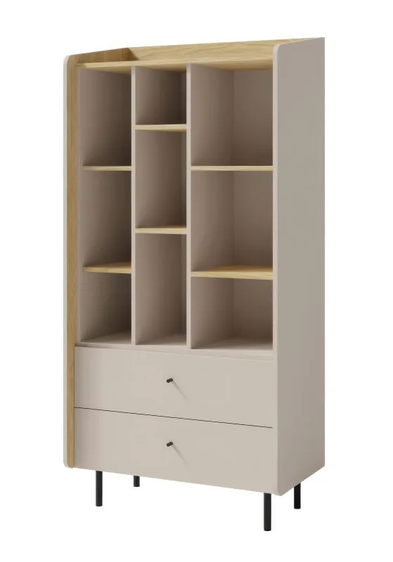 Scaffale Sampont 06 con 2 cassetti | 9 scomparti | Beige/Rovere chiaro | 170 x 80 x 42 cm | Finitura professionale