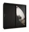 Armadio scorrevole nero 2 metri | 5 scomparti | 1 anta a specchio | 2 barre appendiabiti | Guide in alluminio