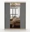 Armadio scorrevole Bucegi 07 | Rovere Sonoma e grigio | Specchio | 2 ante | 6 scomparti | 61 x 150 x 200 cm
