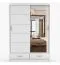 Armadio scorrevole Lusatian 05 bianco | 2 ante con specchio | 6 scomparti, 2 cassetti | 218 x 150 x 61 cm