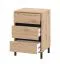 Comodino "Lapovo" 04, color rovere Artisan, gambe: nero, 3 cassetti, bordi in ABS, 48 x 40 x 71 cm