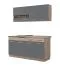Cucina "Kolubara" 02, grigio rovere / grafite, 1 pensile con ante in vetro, 1 cassetto, lunghezza 1,6 m