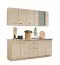 Cucina "Mionica" 01, grigio rovere / sabbia, 2 cassetti, bordi in ABS, lunghezza 200 cm