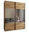 Armadio ad ante scorrevoli "Tampa", color rovere Artisan, 2 ante con specchio, 11 scomparti, 2 barre appendiabiti, Sistema "Soft-Close", 245,5 x 200 x 64 cm