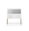 Comodino bianco opaco con funzione push-to-open | 1 cassetto e scomparto | Gambe oro | 53 x 50 x 34 cm | Chiusura ammortizzata