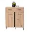 Set ingresso Crina 5 pezzi | Armadio, specchio, cassettiera, scarpiera con cuscino | Rovere grigio, ABS
