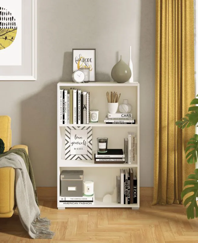 Scaffale bianco "Knide" 01 | 3 scomparti | bordi in ABS | 107,5 x 70 x 24,5 cm