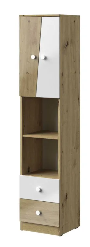 Armadio "Sirte" 05 | Rovere e Bianco Lucido | 190 x 40 x 40 cm | Design Moderno e Funzionale