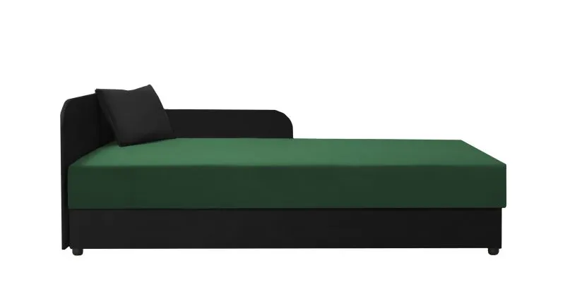 Lobatos 67 divano letto nero/verde | Contenitore ribaltabile | Testata sinistra | Cuscini inclusi | Superficie 80 x 195 cm