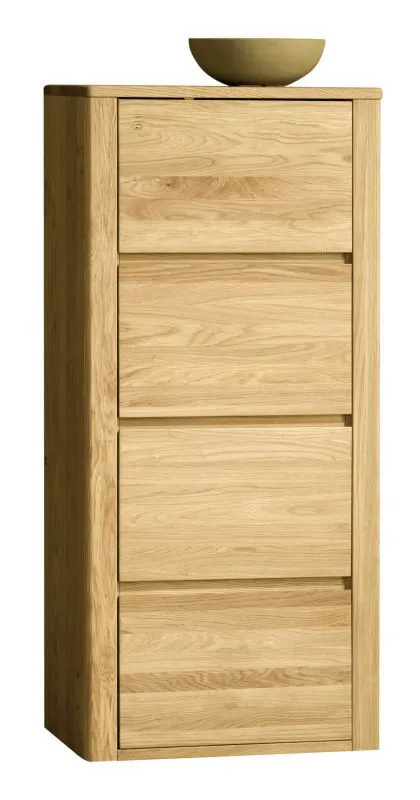 Cassettiera alta Jussara 14 | Rovere oliato | 4 cassetti Soft-Close | 69 x 42 x 150 cm | Design moderno