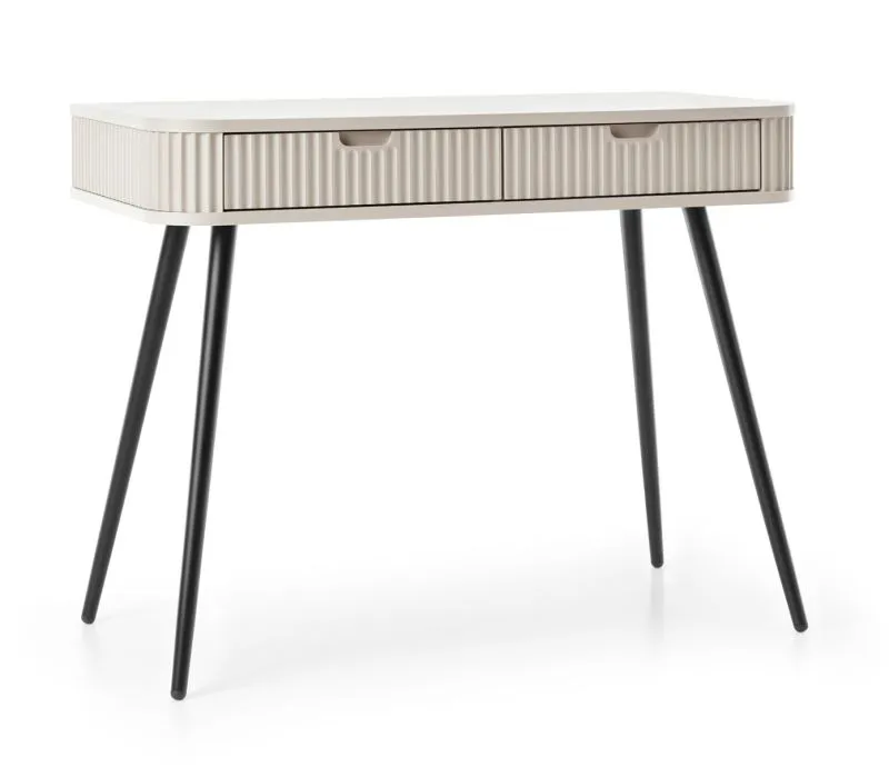 Comodino Makreb 20 cashmere | Gambe metallo nero | 80 x 103 x 49 cm | 2 cassetti soft-close | Bordi ABS