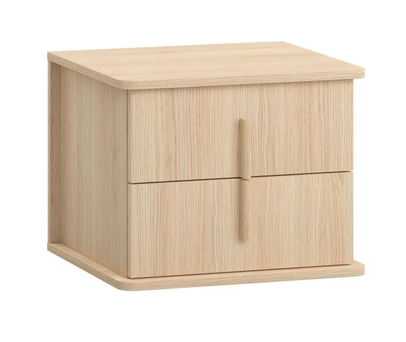 Comodino Aegir 45 | 2 cassetti spaziosi | Rovere naturale | Tendenza Japandi | 39,5 x 49 x 42 cm
