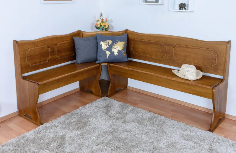 Panca angolare in pino massello rovere rustico Junco 243 | Design moderno | 84 x 140 x 182 cm | Alta qualità