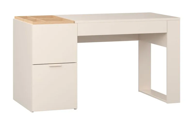 Scrivania "Sarandi" 23, beige, maniglie: beige, 2 cassetti, organizer interno, Sistema "Soft-Close", 142 x 63,5 x 79 cm