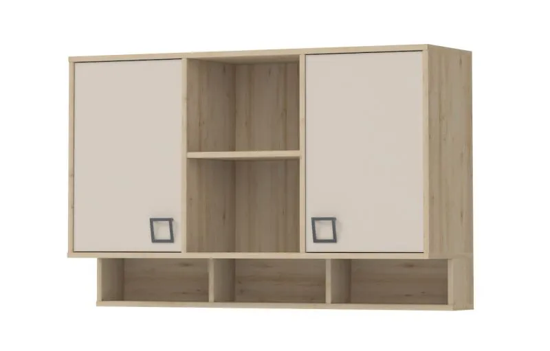 Armadio a muro per cameretta Benjamin 24 | Faggio e crema | 82 x 128 x 37 cm | Stile moderno e funzionale