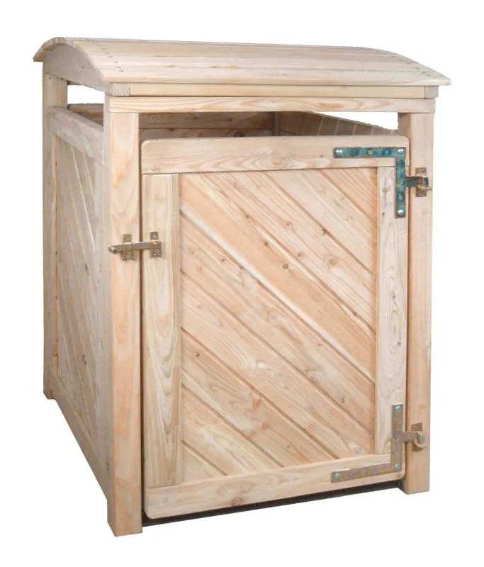 Contenitore per cestino Bergenie 01 in legno massiccio, larice naturale, 1 scomparto, 128 x 84 x 84 cm, contenitore per cestino, per 1 cestino, rivestimento per cestino
