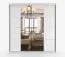Armadio scorrevole Sredna 05 | Bianco con specchio | 2 ante | 7 scomparti | 3 cassetti | 218 x 203 x 61 cm