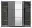 Armadio scorrevole Kule 10 | Grigio grafite con specchio | 2 barre appendiabiti | 10 scomparti | 210 x 236,5 x 62,5 cm
