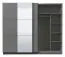 Armadio scorrevole Kule 10 | Grigio grafite con specchio | 2 barre appendiabiti | 10 scomparti | 210 x 236,5 x 62,5 cm