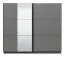 Armadio scorrevole Kule 10 | Grigio grafite con specchio | 2 barre appendiabiti | 10 scomparti | 210 x 236,5 x 62,5 cm