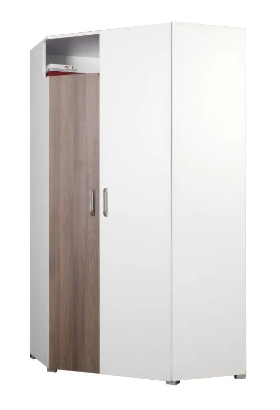 Armadio Bulolo 20 rettangolare | Bianco e Noce | 198 x 100 x 100 cm | Ante battenti e ripiani